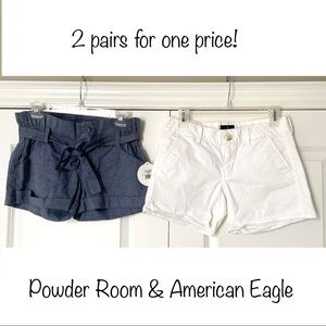 2pc SZ 2 Shorts, Chambray and White